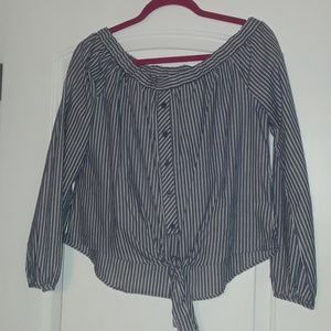 Striped off the shoulder shirt